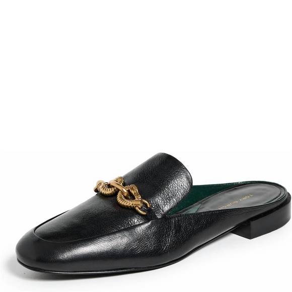 NEW TORY BURCH women's jessa backless loafers in black - Picture 1 of 4